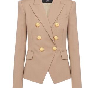 Balmain Tan Blazer with Gold Buttons
